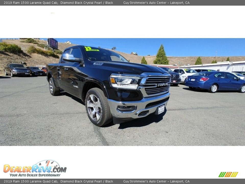 2019 Ram 1500 Laramie Quad Cab Diamond Black Crystal Pearl / Black Photo #1