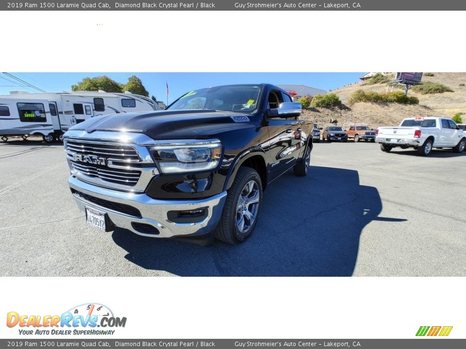 2019 Ram 1500 Laramie Quad Cab Diamond Black Crystal Pearl / Black Photo #3