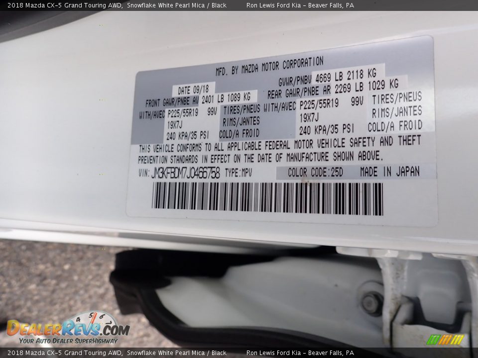 2018 Mazda CX-5 Grand Touring AWD Snowflake White Pearl Mica / Black Photo #16