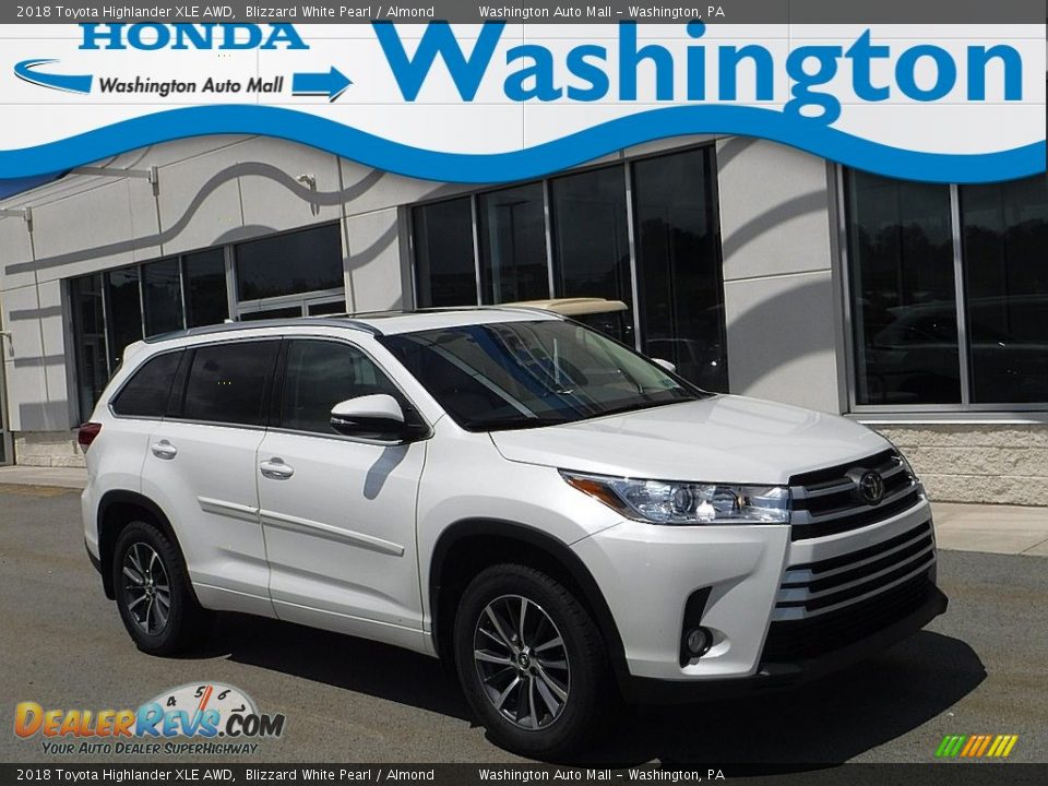 2018 Toyota Highlander XLE AWD Blizzard White Pearl / Almond Photo #1