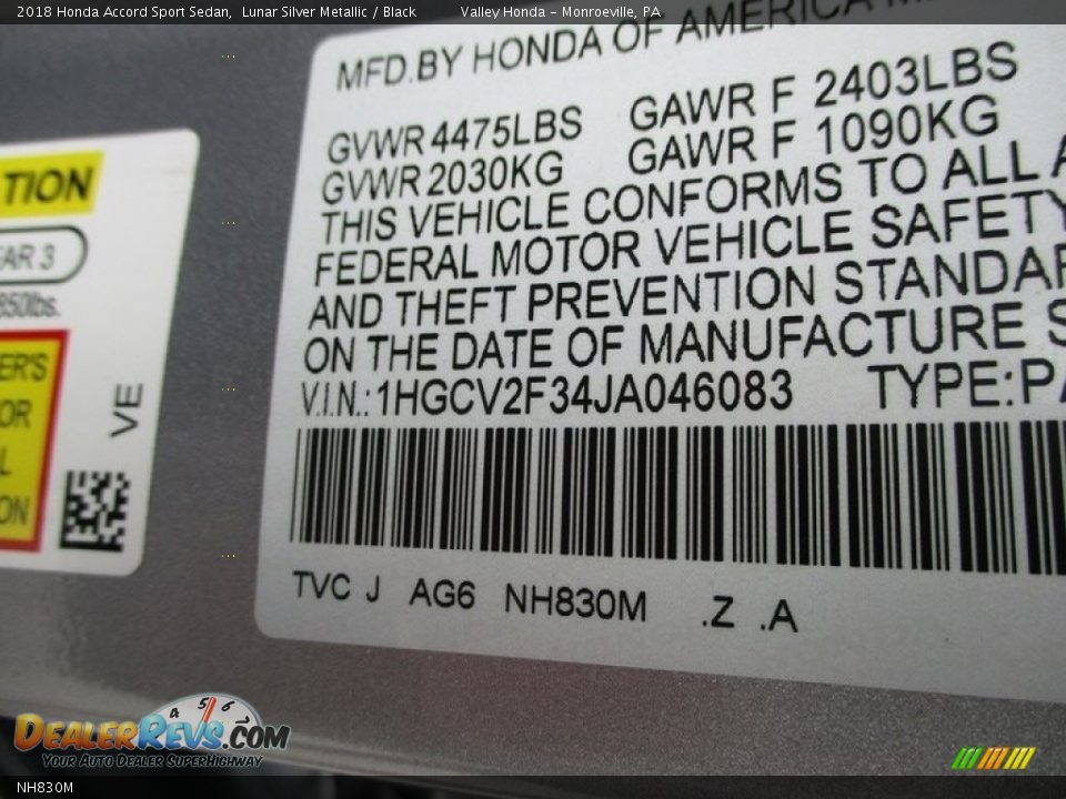 Honda Color Code NH830M Lunar Silver Metallic