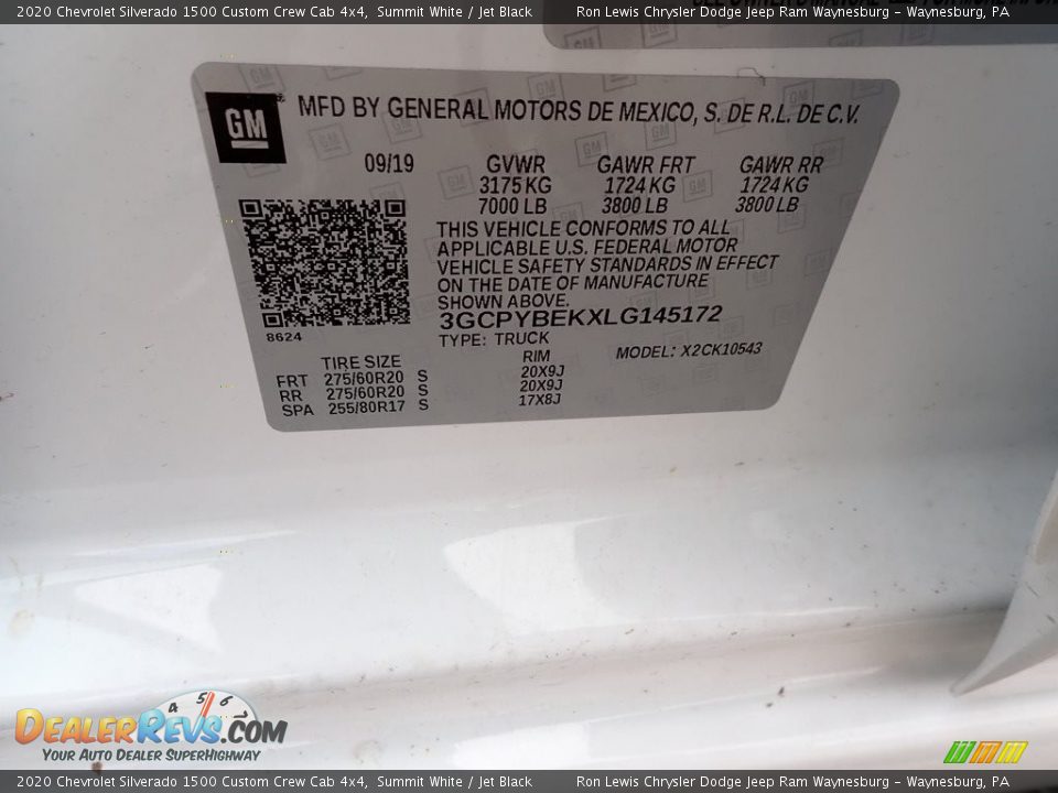 2020 Chevrolet Silverado 1500 Custom Crew Cab 4x4 Summit White / Jet Black Photo #15