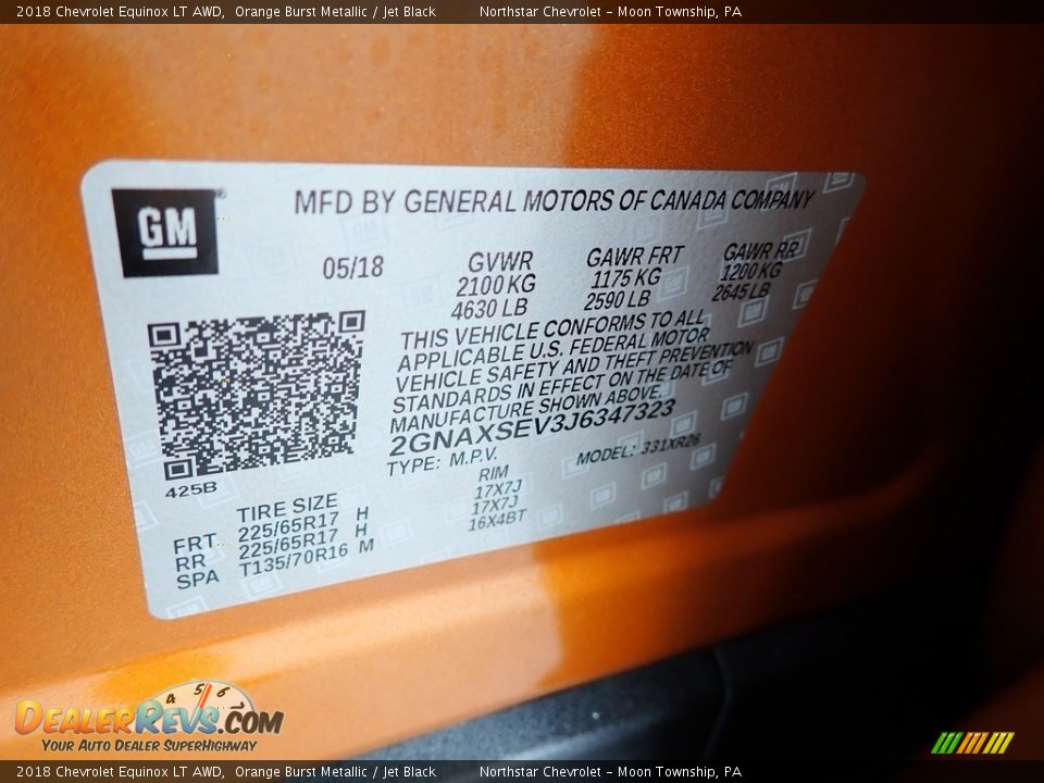 2018 Chevrolet Equinox LT AWD Orange Burst Metallic / Jet Black Photo #28