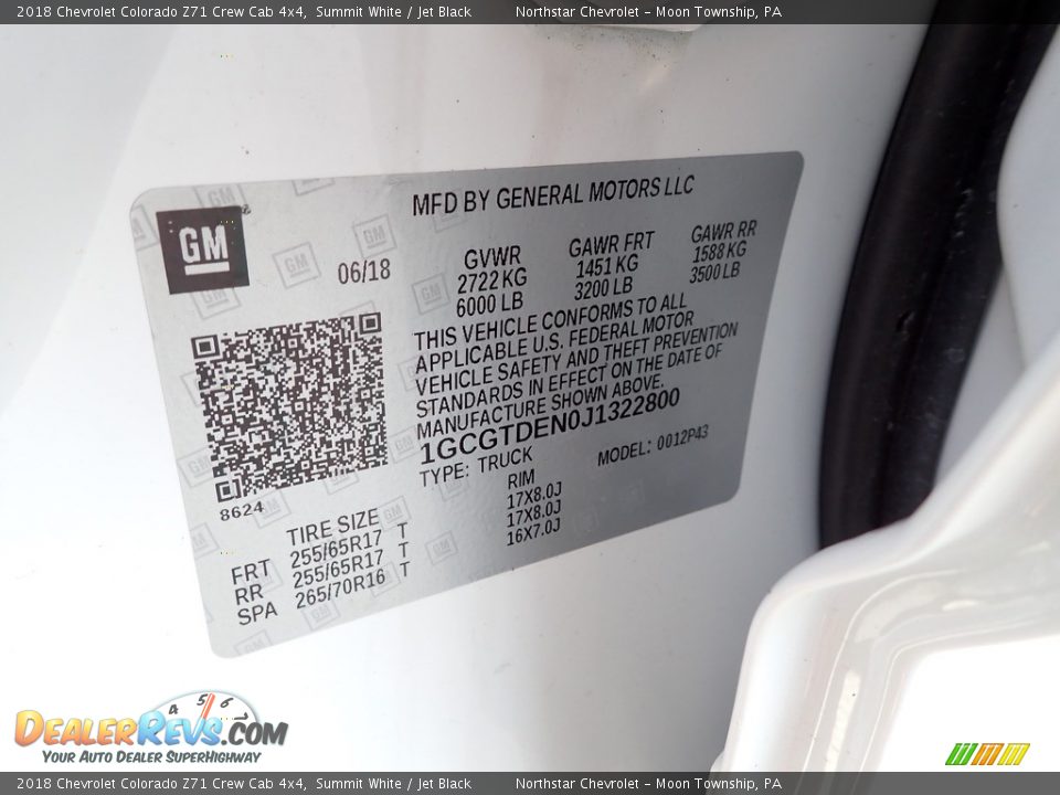 2018 Chevrolet Colorado Z71 Crew Cab 4x4 Summit White / Jet Black Photo #28