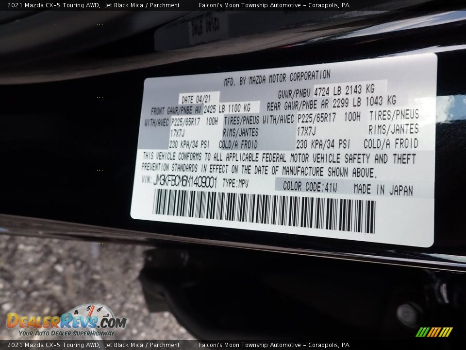2021 Mazda CX-5 Touring AWD Jet Black Mica / Parchment Photo #16