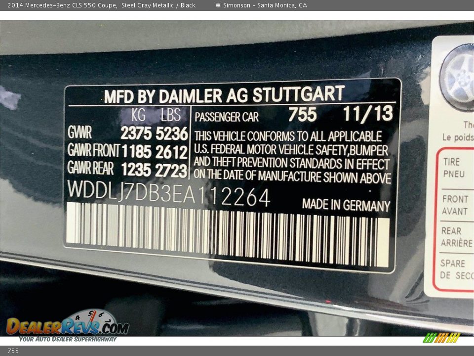 Mercedes-Benz Color Code 755 Steel Gray Metallic