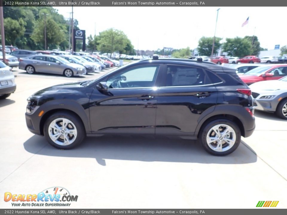 2022 Hyundai Kona SEL AWD Ultra Black / Gray/Black Photo #6