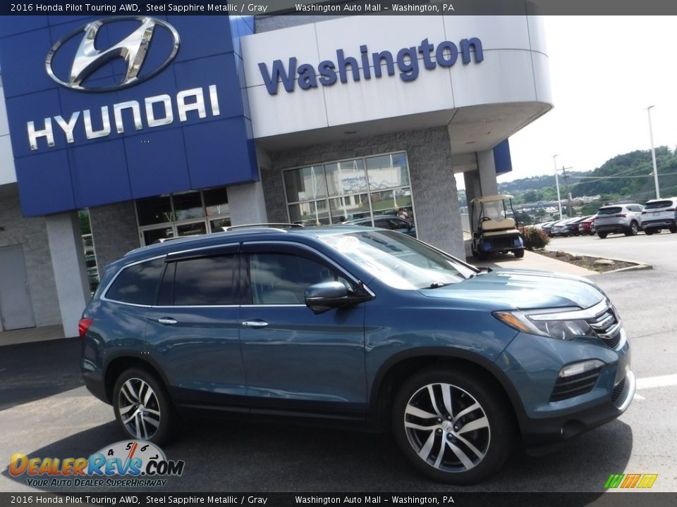 2016 Honda Pilot Touring AWD Steel Sapphire Metallic / Gray Photo #2