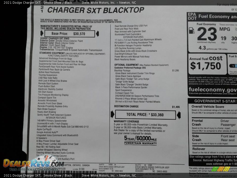 2021 Dodge Charger SXT Smoke Show / Black Photo #26