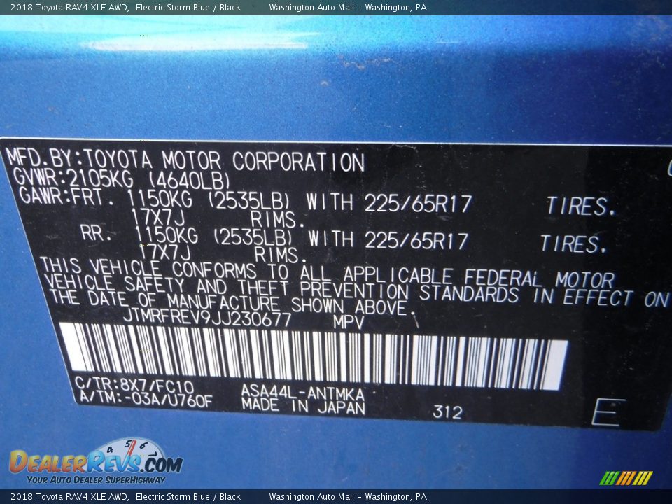 2018 Toyota RAV4 XLE AWD Electric Storm Blue / Black Photo #29