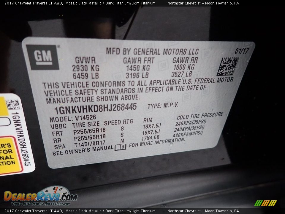 2017 Chevrolet Traverse LT AWD Mosaic Black Metallic / Dark Titanium/Light Titanium Photo #28