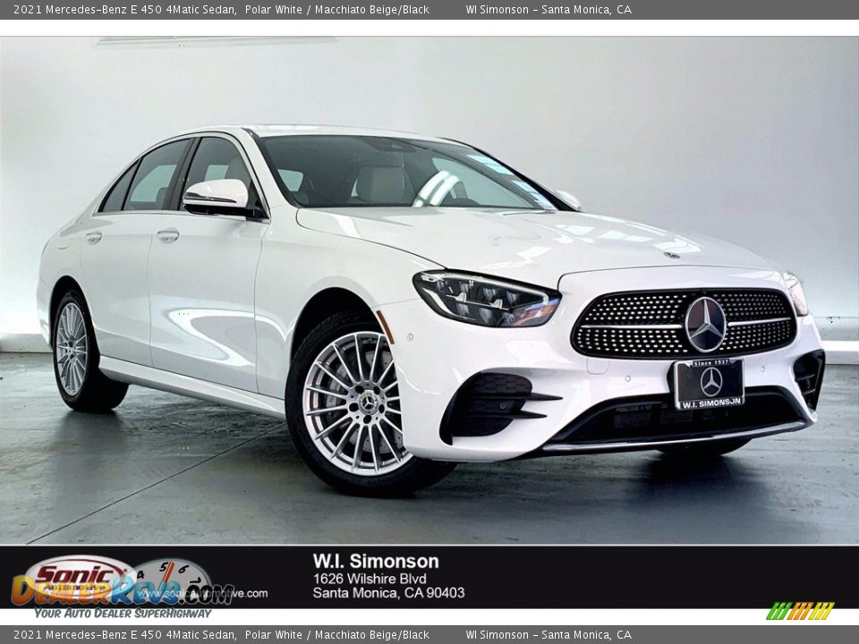 2021 Mercedes-Benz E 450 4Matic Sedan Polar White / Macchiato Beige/Black Photo #1