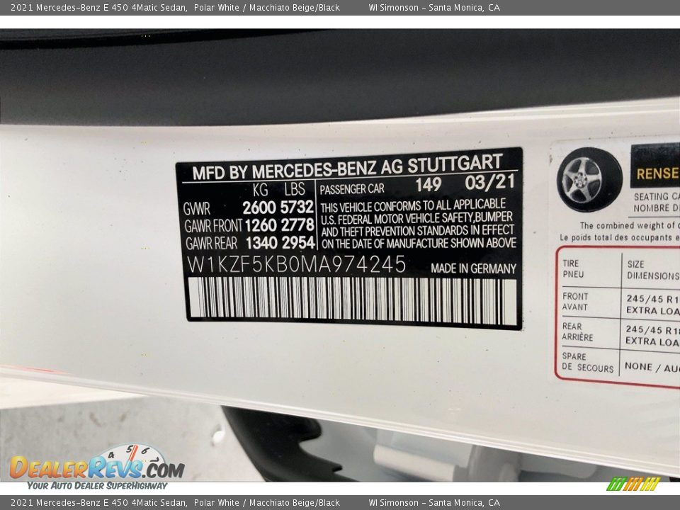 2021 Mercedes-Benz E 450 4Matic Sedan Polar White / Macchiato Beige/Black Photo #11