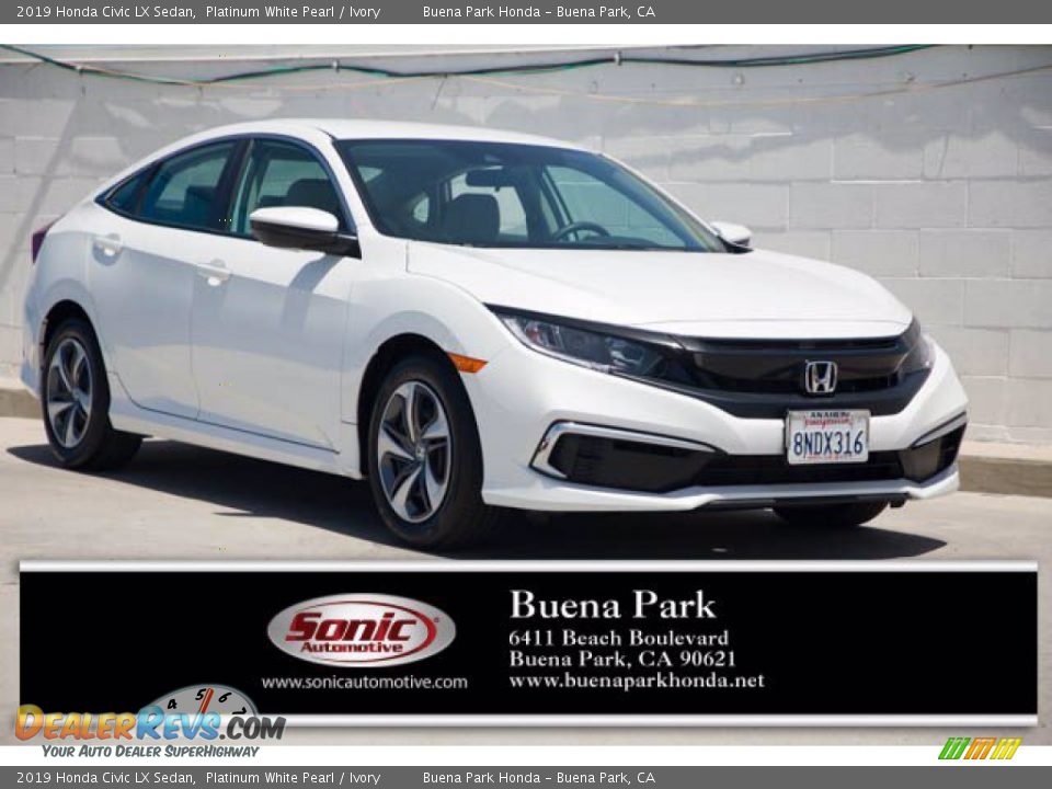 2019 Honda Civic LX Sedan Platinum White Pearl / Ivory Photo #1