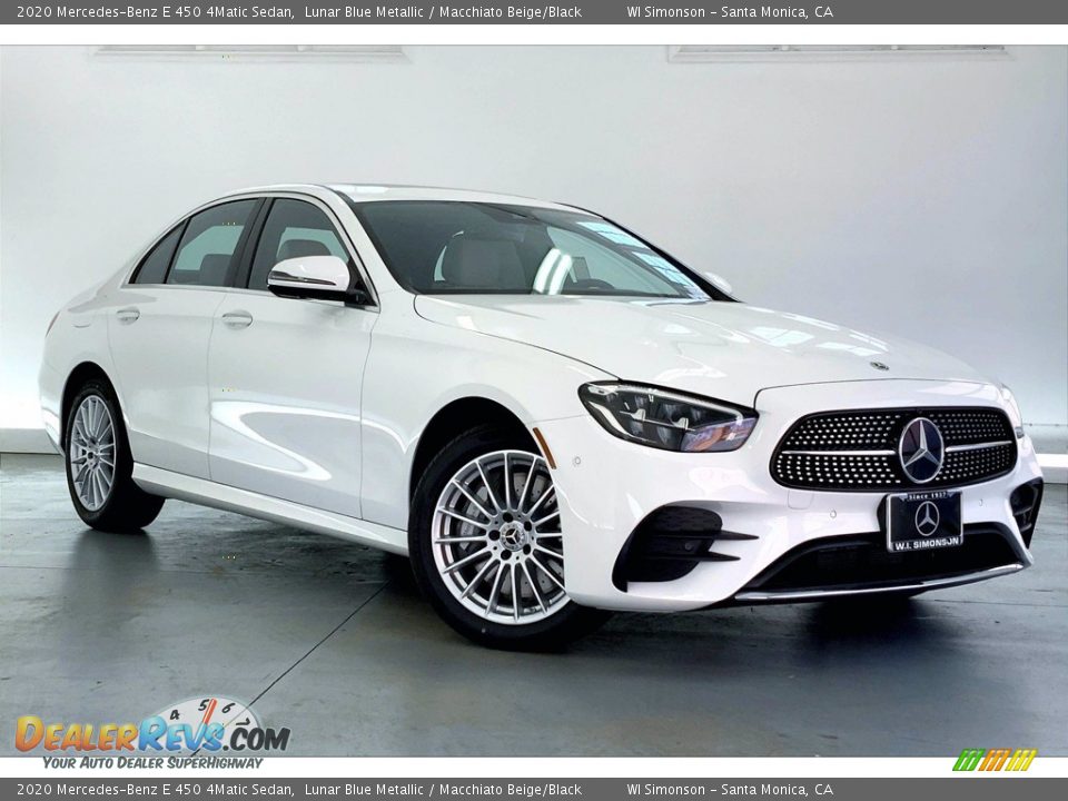 2020 Mercedes-Benz E 450 4Matic Sedan Lunar Blue Metallic / Macchiato Beige/Black Photo #12