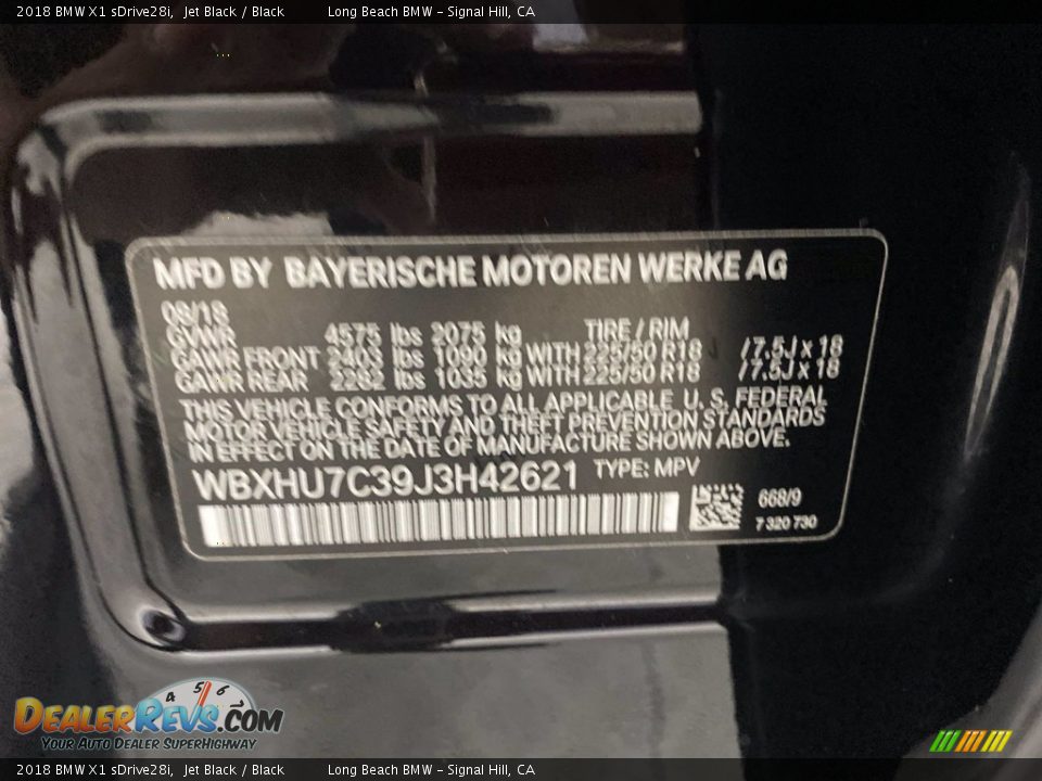 2018 BMW X1 sDrive28i Jet Black / Black Photo #36