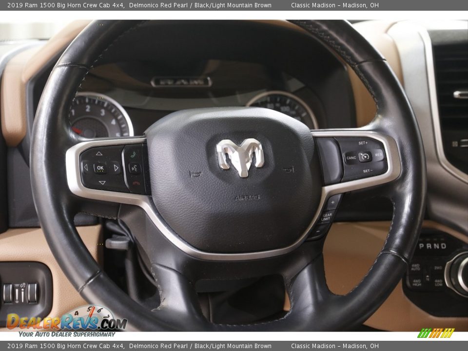 2019 Ram 1500 Big Horn Crew Cab 4x4 Delmonico Red Pearl / Black/Light Mountain Brown Photo #7