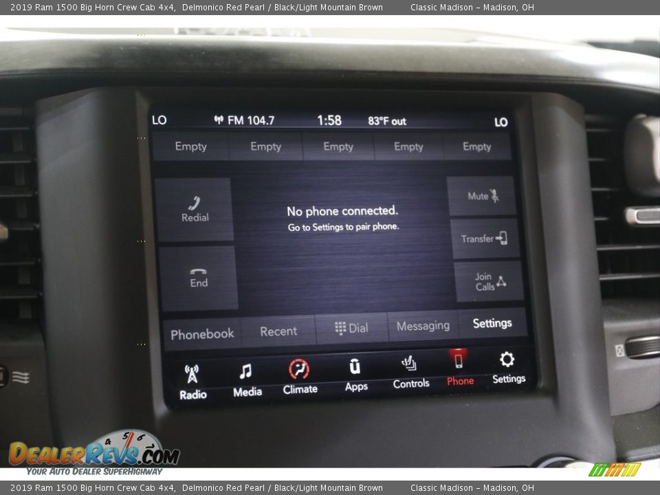 2019 Ram 1500 Big Horn Crew Cab 4x4 Delmonico Red Pearl / Black/Light Mountain Brown Photo #13