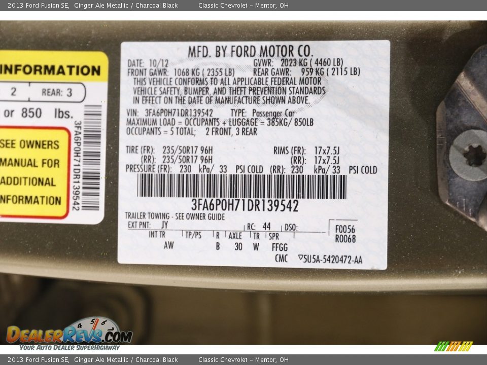 2013 Ford Fusion SE Ginger Ale Metallic / Charcoal Black Photo #17