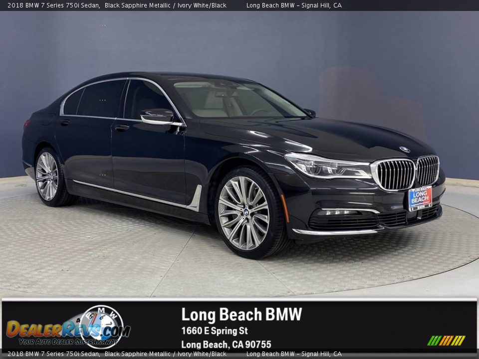 2018 BMW 7 Series 750i Sedan Black Sapphire Metallic / Ivory White/Black Photo #1