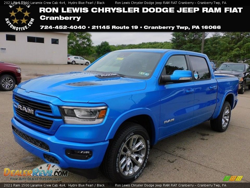 2021 Ram 1500 Laramie Crew Cab 4x4 Hydro Blue Pearl / Black Photo #1