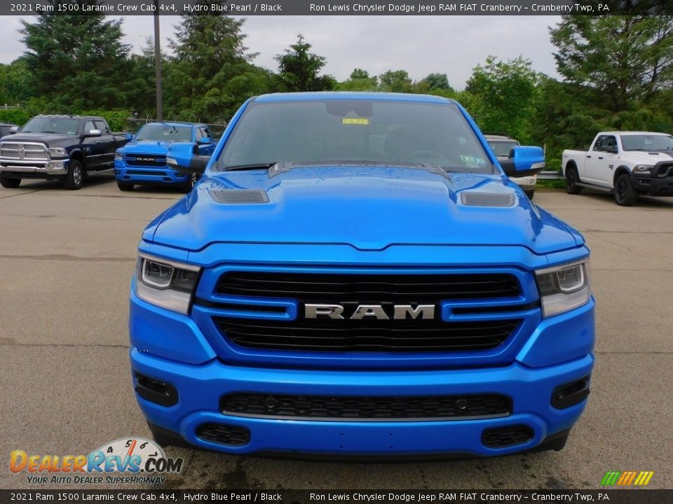 2021 Ram 1500 Laramie Crew Cab 4x4 Hydro Blue Pearl / Black Photo #2