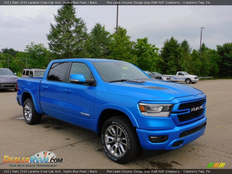 2021 Ram 1500 Laramie Crew Cab 4x4 Hydro Blue Pearl / Black Photo #3