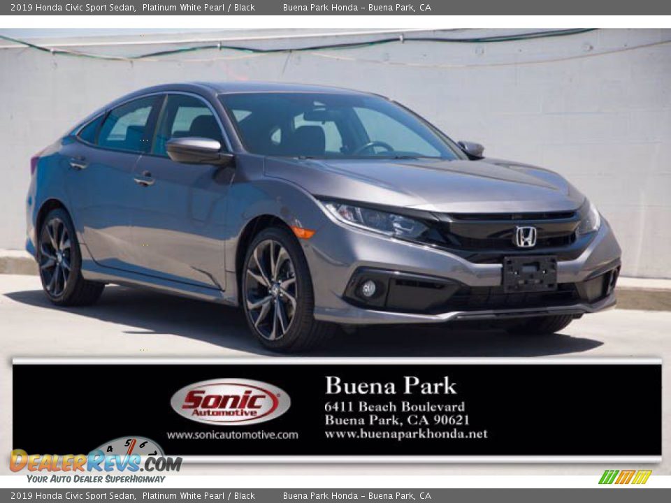 2019 Honda Civic Sport Sedan Platinum White Pearl / Black Photo #1