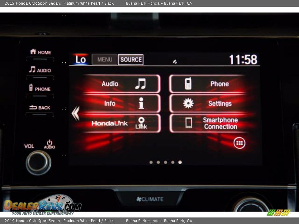 2019 Honda Civic Sport Sedan Platinum White Pearl / Black Photo #25