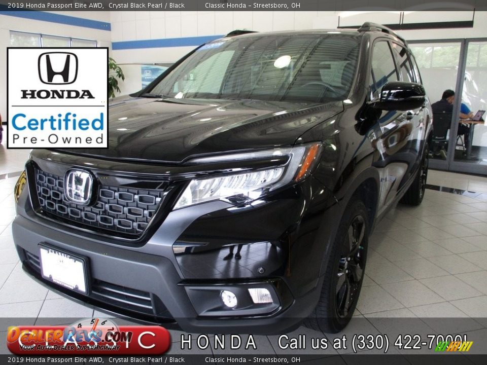 2019 Honda Passport Elite AWD Crystal Black Pearl / Black Photo #1