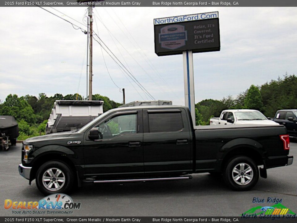 2015 Ford F150 XLT SuperCrew Green Gem Metallic / Medium Earth Gray Photo #2