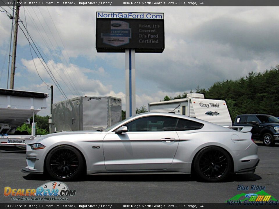 2019 Ford Mustang GT Premium Fastback Ingot Silver / Ebony Photo #2