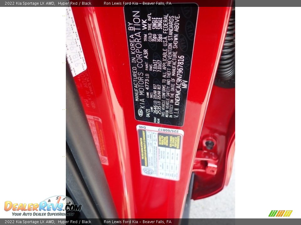 2022 Kia Sportage LX AWD Hyper Red / Black Photo #16