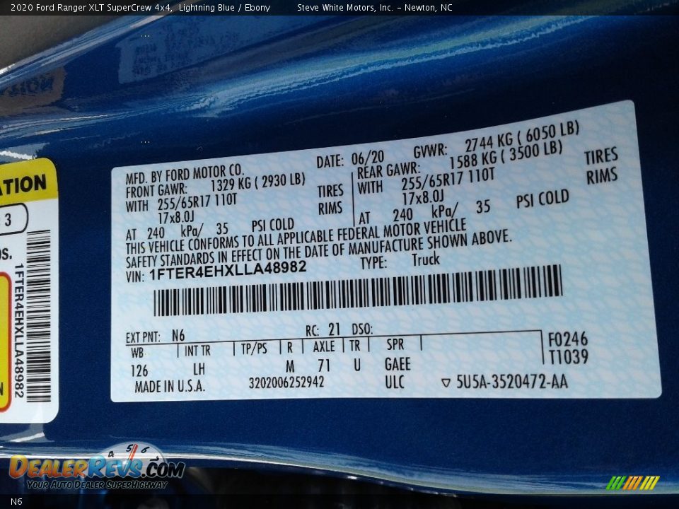 Ford Color Code N6 Lightning Blue