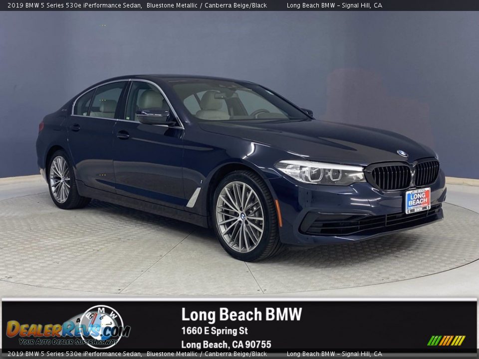 2019 BMW 5 Series 530e iPerformance Sedan Bluestone Metallic / Canberra Beige/Black Photo #1