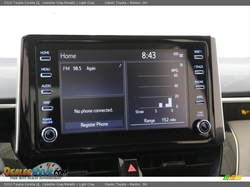 2020 Toyota Corolla LE Celestite Gray Metallic / Light Gray Photo #10