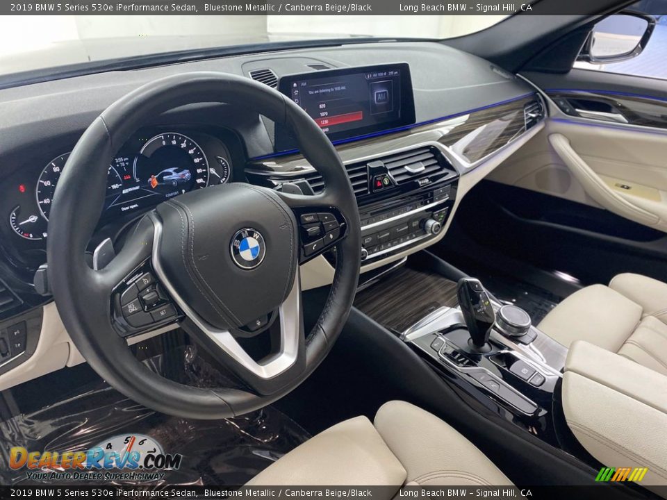 2019 BMW 5 Series 530e iPerformance Sedan Bluestone Metallic / Canberra Beige/Black Photo #16