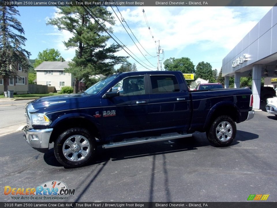 2018 Ram 2500 Laramie Crew Cab 4x4 True Blue Pearl / Brown/Light Frost Beige Photo #6