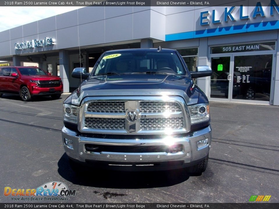 2018 Ram 2500 Laramie Crew Cab 4x4 True Blue Pearl / Brown/Light Frost Beige Photo #8