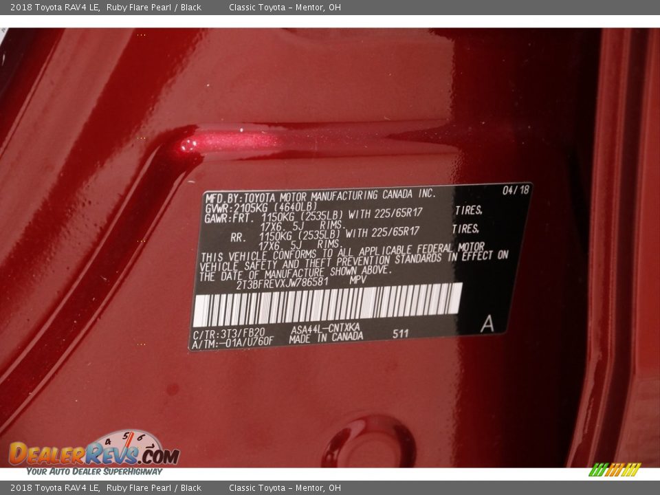 2018 Toyota RAV4 LE Ruby Flare Pearl / Black Photo #18