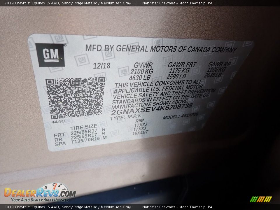 2019 Chevrolet Equinox LS AWD Sandy Ridge Metallic / Medium Ash Gray Photo #28