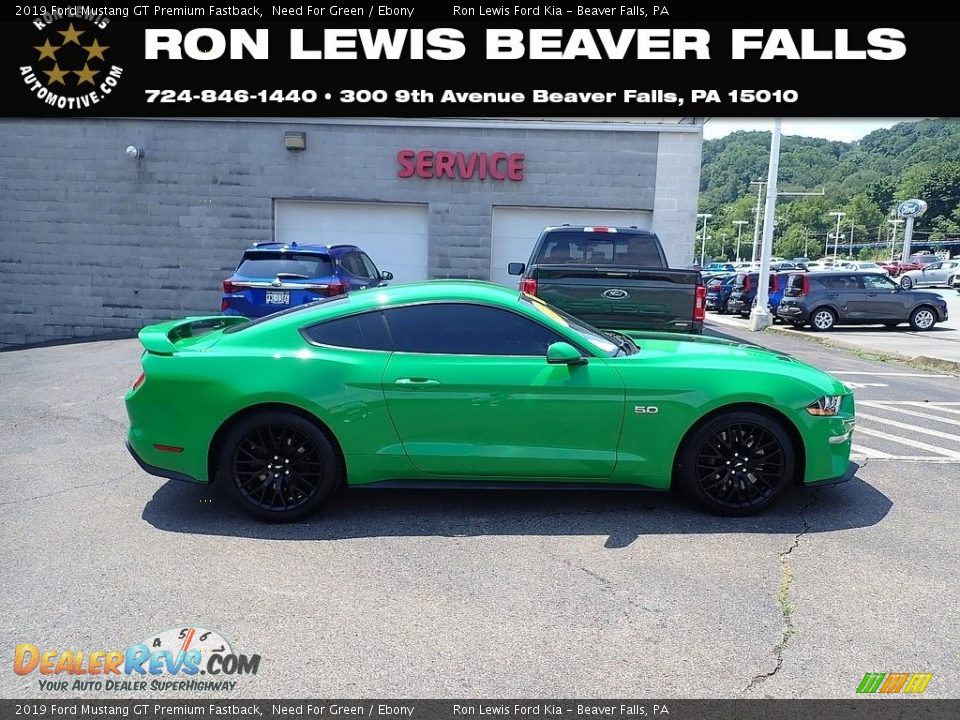 2019 Ford Mustang GT Premium Fastback Need For Green / Ebony Photo #1