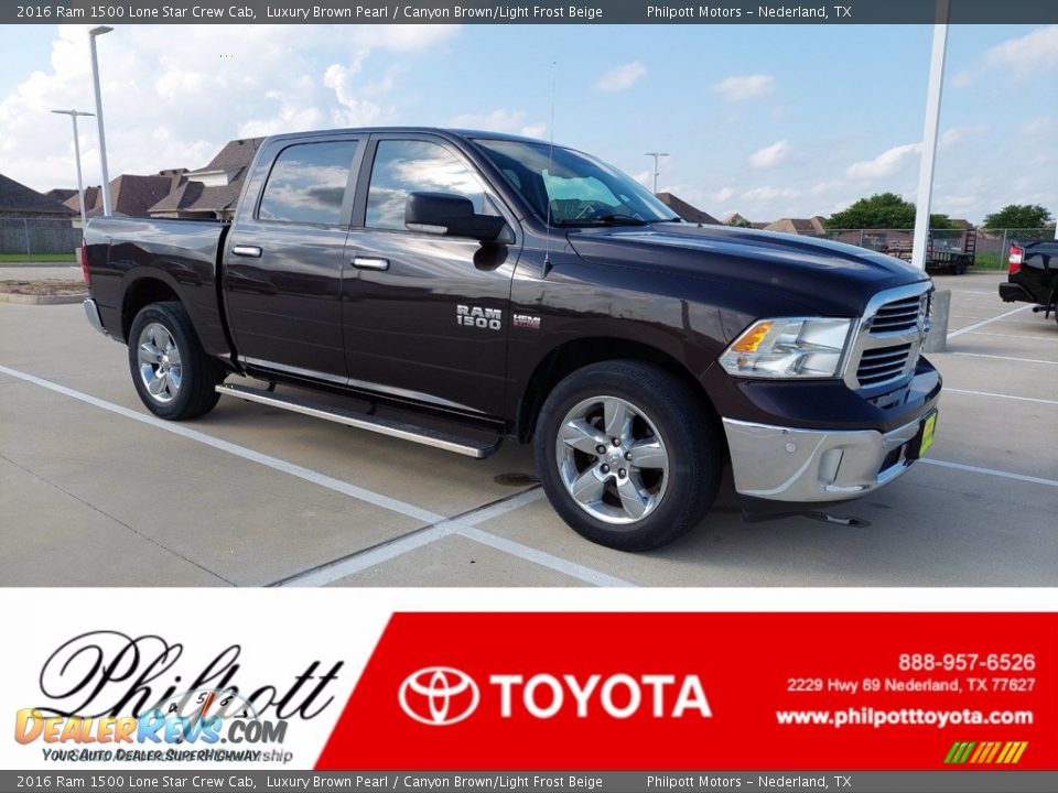 2016 Ram 1500 Lone Star Crew Cab Luxury Brown Pearl / Canyon Brown/Light Frost Beige Photo #1