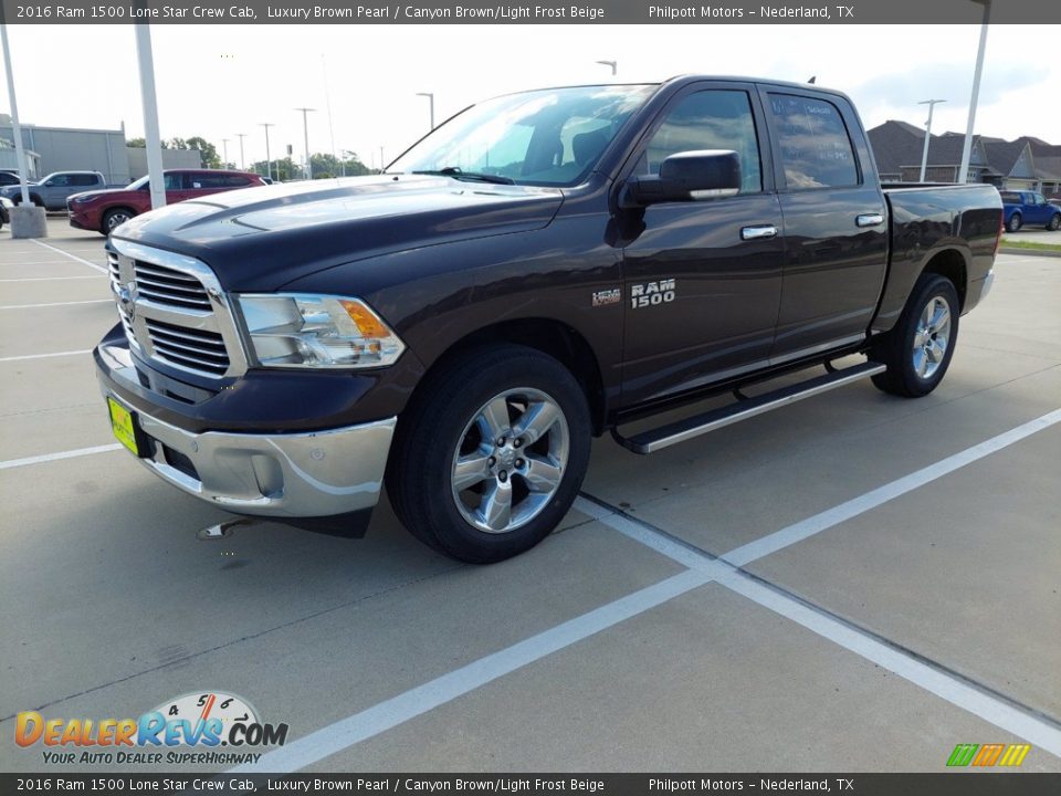 2016 Ram 1500 Lone Star Crew Cab Luxury Brown Pearl / Canyon Brown/Light Frost Beige Photo #3
