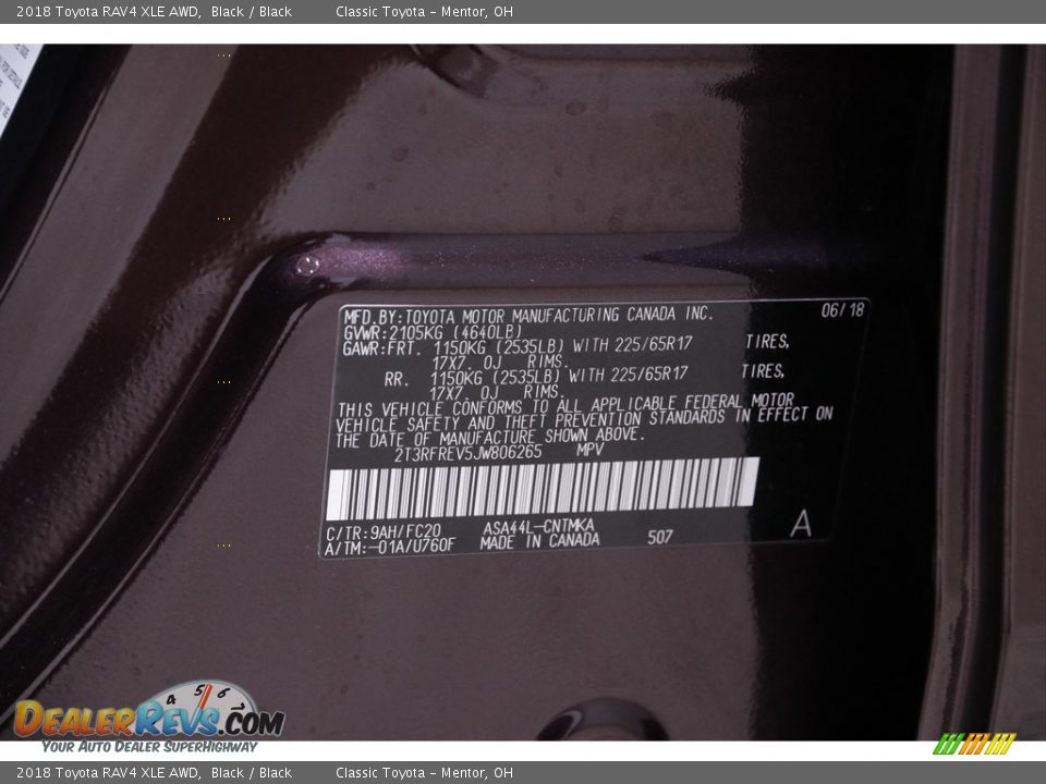 2018 Toyota RAV4 XLE AWD Black / Black Photo #19
