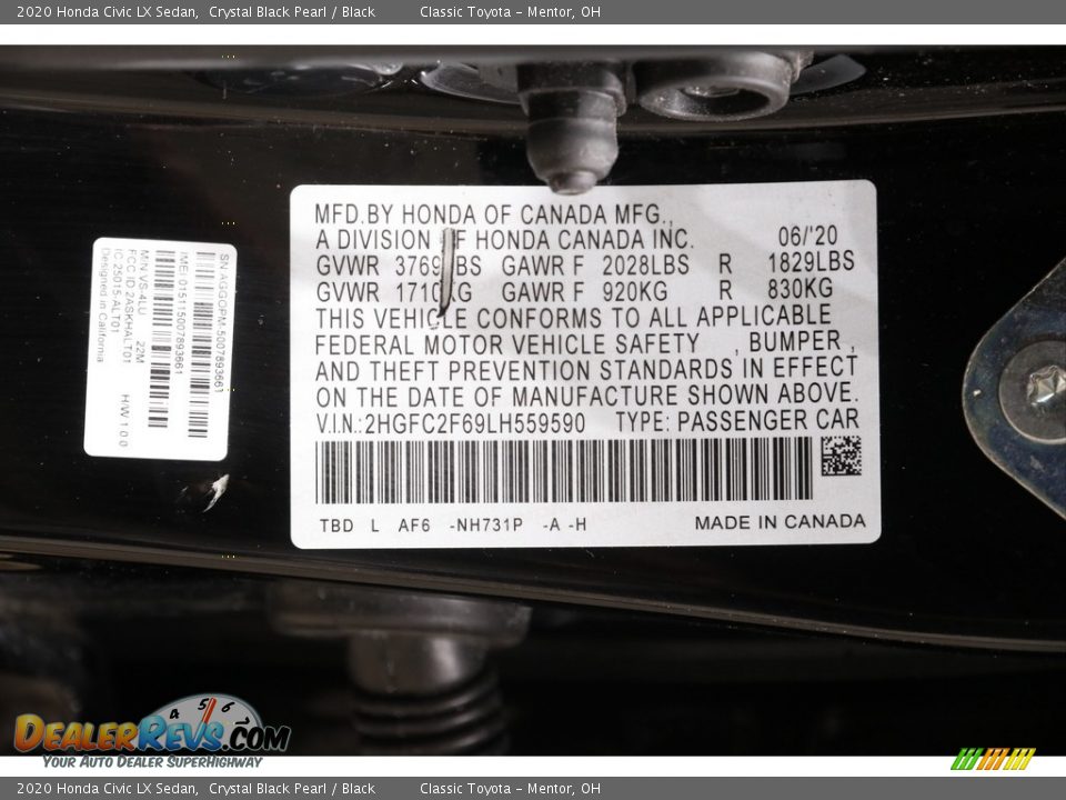 2020 Honda Civic LX Sedan Crystal Black Pearl / Black Photo #18