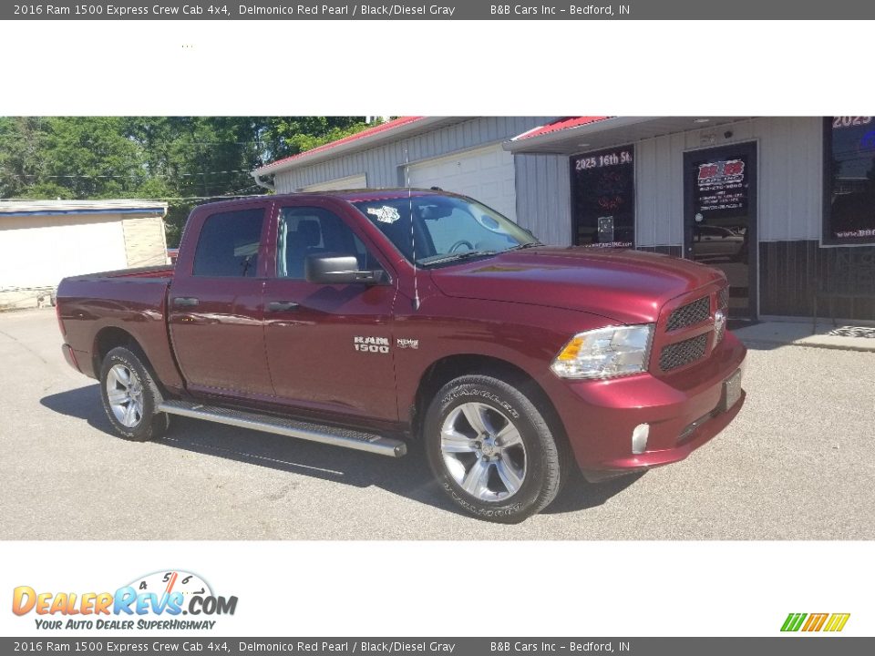 2016 Ram 1500 Express Crew Cab 4x4 Delmonico Red Pearl / Black/Diesel Gray Photo #1