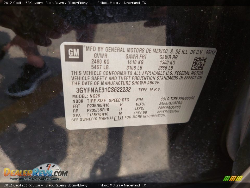 2012 Cadillac SRX Luxury Black Raven / Ebony/Ebony Photo #27