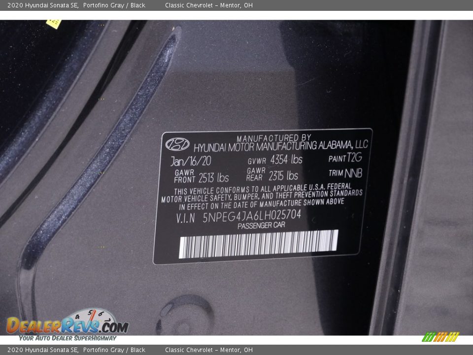 2020 Hyundai Sonata SE Portofino Gray / Black Photo #19