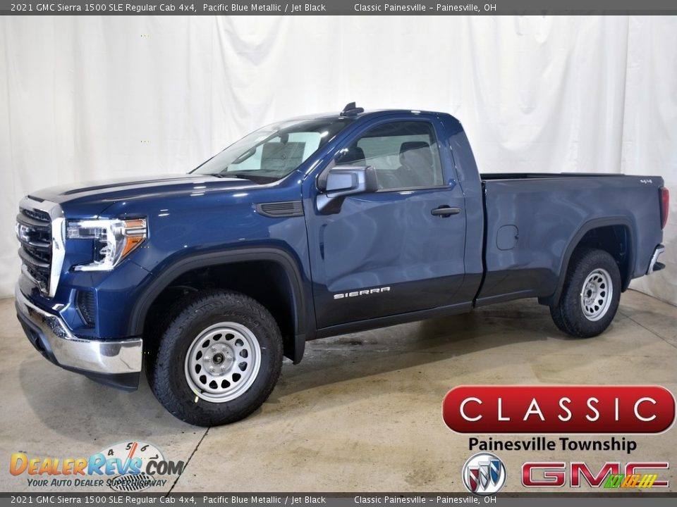 2021 GMC Sierra 1500 SLE Regular Cab 4x4 Pacific Blue Metallic / Jet Black Photo #1